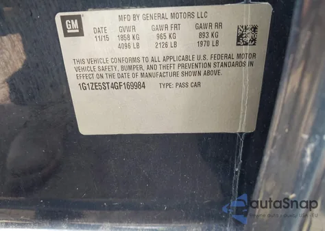 2016 Chevrolet Malibu 1Lt from USA, damaged, VIN 1G1ZE5ST4GF169984